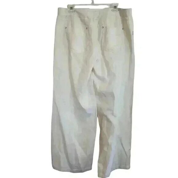 INC Women's Ivory Linen Wide Leg Pants - Picture 8 of 13